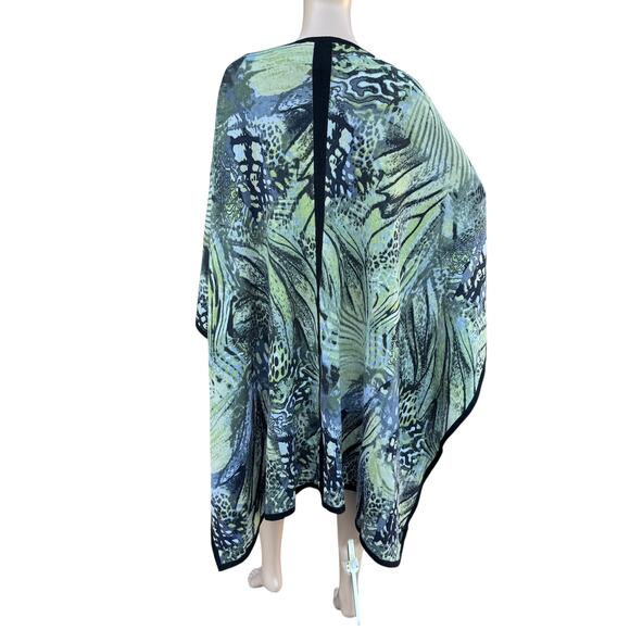 St. John OS Print Kimono Poncho Black Reversible-Style Tunic Oversize Cover Up - Picture 4 of 9